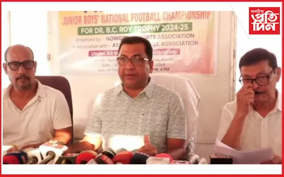ৰাষ্ট্ৰীয় জুনিয়ৰ ফুটবল প্ৰতিযোগিতাৰ বাবে সাজু নগাঁও ক্ৰীড়া সন্থা...